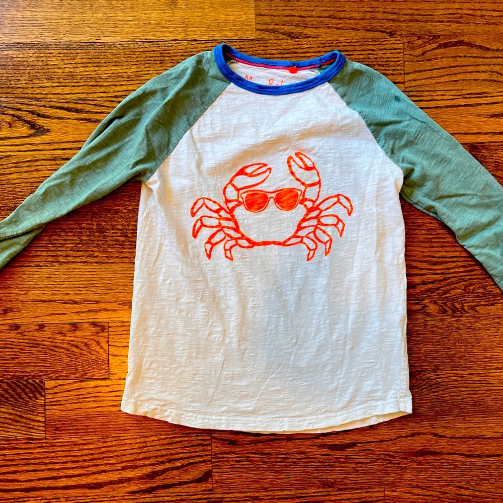 Mini Boden 11-12 cool crab baseball tee
